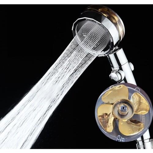 New Shower Head Water Saving Flow 360 Degrees Rotating With Small Fan ABS Rain High Pressure spray Nozzle Bathroom Accessories