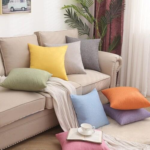 New Linen art cotton hemp pillowcase plain car sofa cushion cover Solid color office simple pillowcase decorate