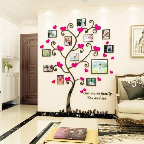 Originality Living room Acrylic mirror wall sticker Love tree 3D photo wall stickers Bedroom TV background wall Art decor