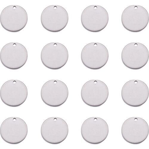 PandaHall 10pc 13x1mm 304 Stainless Steel Blank Stamping Tag Round Small Charm Pendants for Bracelet Necklace Earrings Pet