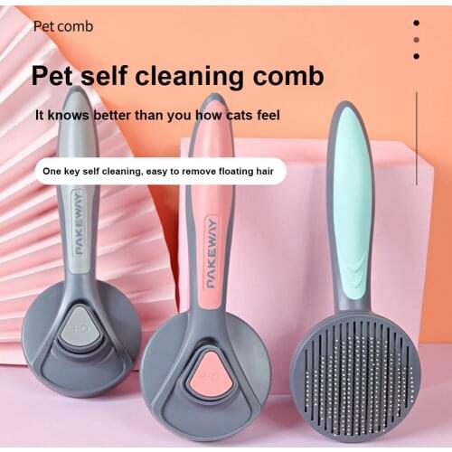 Pet Hair Removal Open Knot Cleaner One Key Trimmer Stainless Steel Needle Brush Beauty Grooming Brushes Tool Hair Remover Pet
