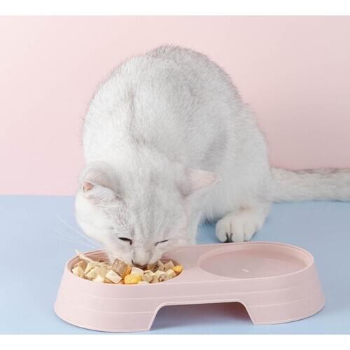 PP Candy Solid Color Pet Dog Cat Puppy Feeder Double Bowl Water Food Holder