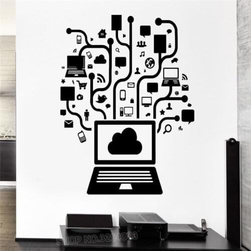 Programmer Office Studio Vinyl Wall Sticker System Program Icon Sticker DIY Office Supplies Decorative Sticker BG09