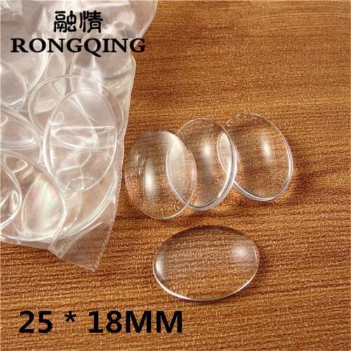 RONGQING 25*18MM 50pcs/lot Oval Cabochon DIY Handmade Clear Glass Cameos Jewelry Accessories