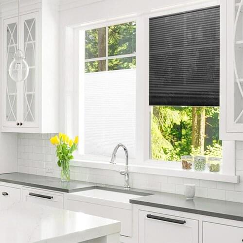 Self-Adhesive Pleated Blinds Half Blackout Windows Curtains for Kitchen Bathroom Balcony Shades For Coffee/Office Window