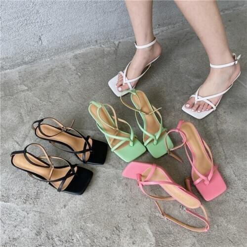 2021 Fashion Square Toe Wedges Women Sandals Lace Up Gladiator Sandal Back Strap Summer Shoes Women Casual Beach Sandals