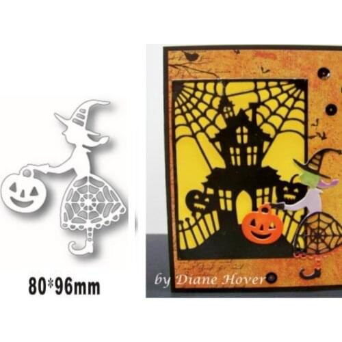 Happy Halloween Cute Witch Metal Cutting Dies for DIY Scrapbooking Album Decorative Embossing Handmade Paper Cards Gift