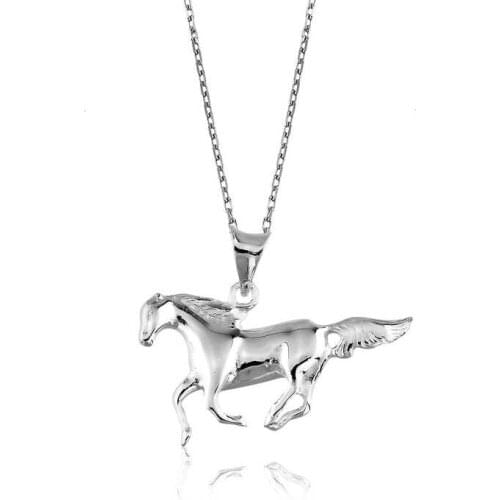 Silver Running Horse Necklace