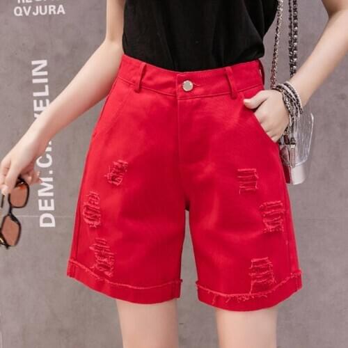 Beach Style Biker Shorts Women Pockets Korean High Waist Shorts Harajuku Wide Legs Streetwear Black Red White Casual Short