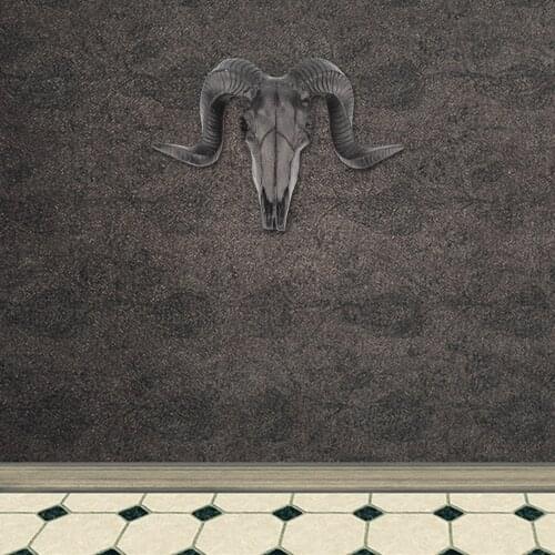 Sheep Skull Head Wall Decor Statue, Art Ram Curled Horns Wall Decoration Wildlife Animal Head Sculpture Ornaments