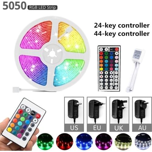 LED strip light 12V RGB 5050 LED light luces led lights strips Waterproof Flexible Ribbon fita Lamp DC12V Remote Control Adapter