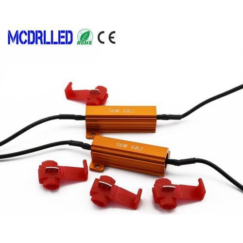 MCDRLLED 2PCS 50W 6RJ Car Load Resistance Controller Warning Canceler Auto Headlight LED Canbus Controller Decoder 12V
