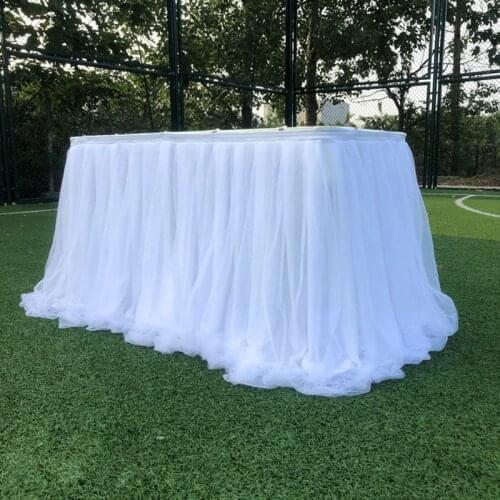 1M Tulle Table Skirt for Wedding Decoration Baby Shower Home Textile Party Birthday Table Decoration Tutu Skirt Party Supplies
