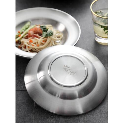 Deepen 304 Stainless Steel Plate Double Insulated Stainless Steel Plate Restaurant Dinner Plates
