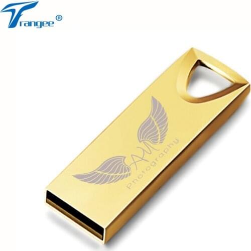Trangee 10PCS/LOT Golden USB Flash Drive Waterproof Metal Pendrive 4G 8G 16G 32G 64GB USB 2.0 Memory Stick Free LOGO