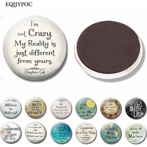 "I'm Not Crazy...Just Different From You" Glass Crystal Fridge Magnet Decor Inspirational Quotes Refrigerators Magnetic Sticker
