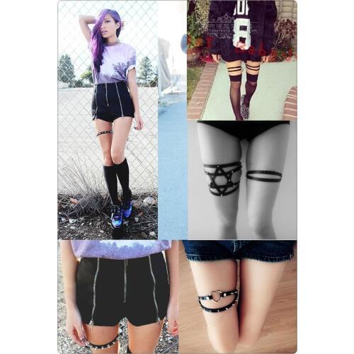Sexy Women Elastic Leather Leg Ring Garter Belt Thigh Ring Punk Goth Harajuku Leather Harness