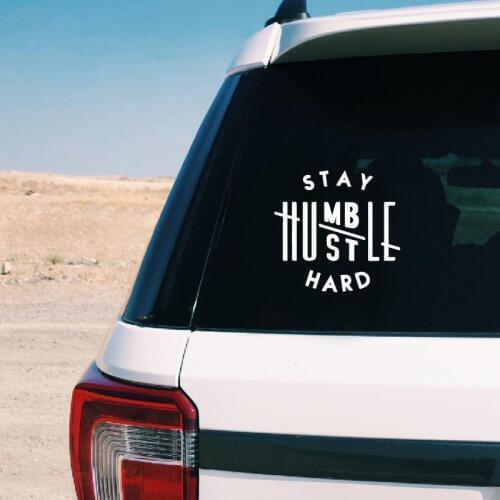 Stay Humble Hustle Hard Vinyl Art Sticker Car Window Decor , Inspirational Quote Laptop Decals for Apple MacBook Pro Decoration