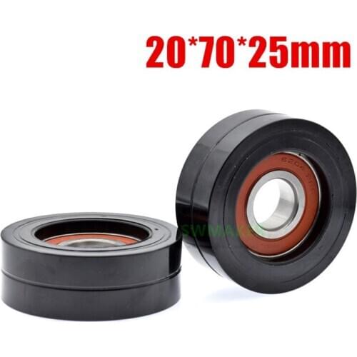 1pcs 20*70*25mm PU pulley, 6204 bearing roller, mute wear resistant, TPU hard roller wrapped rubber wheel