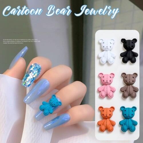 10pcs 3D Cute Bear Resin Nail Art Decorations Japanese Lovely Cartoon Bear Nail Charms Ornaments Fashion Manicure Accessories