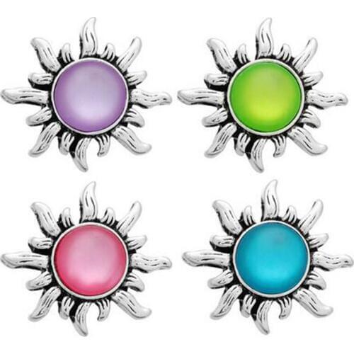 10pcs/lot High Quality 18mm Alloy Flower Snap Button Bracelet Charm Cats Eye Button Ginger Crystal Snaps Jewelry For Women