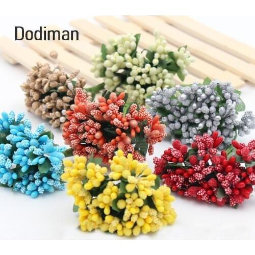 12pcs/lot Artificial Stamens flowers for handicrafts home accessories scrapbooking DIY wreath Candy Gift box decoration