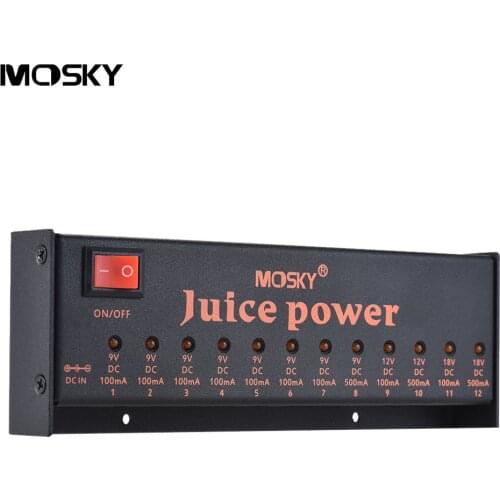 MOSKY JUICE POWER Guitar Effect Pedal Power Supply Station 12 Isolated DC Outputs for 9V 12V 18V Guitar Pedal Low-power Amp
