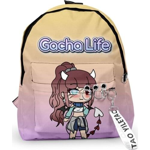 Gacha life merch Oxford Fabric One Shoulder Keychain Backpack Printed Casual Student School Bag