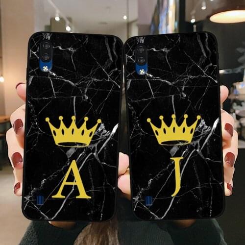 Custom name Phone Case For ZTE Blade A5 2020 Letter Monogram Black Marble Gold crown Cover For ZTE Blade A7 A5 A3 2020 Back Case