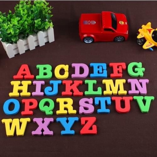 DEDUO 26pcs 6X6CM EVA Foam Magnetic English Letters and Number soft magnetic refrigerator sticker kids toys