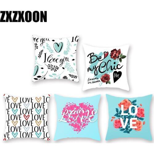 100% Polyester Decorative Throw Pillows Cushion Cover Lovers Gift Letter Love Shape Pillowcase Cojines Decorativos Para Sofa