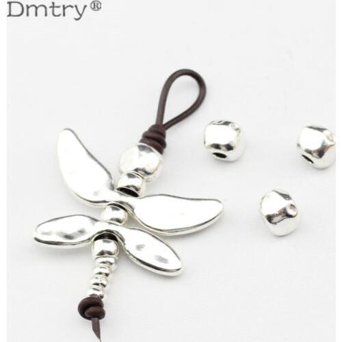Dmtry 50g/lot Wholesale Cheap Brand Antique Silver Bijoux Spacer Beads Charm Bracelet Jewelry Making Findings Material LC0052