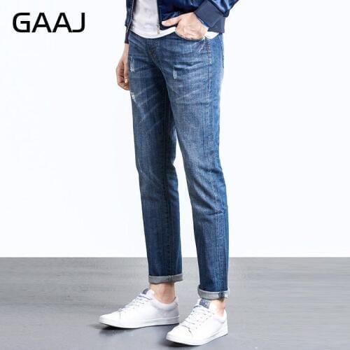 2019 GAAJ Exclusive Mens Jeans Brand Mens Jean Straight Slim Cotton Denim Elastic Pants Trousers For Plus Size 50 4XL 5XL 6XL