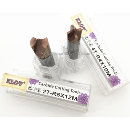 KLOT HRC60 Inner Corner Radius Rounding TiCN Carbide End Mill R0.5-R6mm 4-Flute Concave Radius Milling Cutter