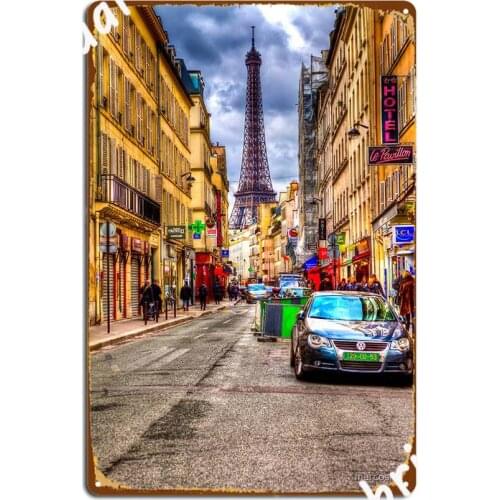 Paris Street Metal Plaque Poster Mural Painting Classic Living Room Club Party Tin Sign Posters