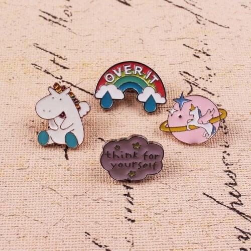 Rainbow Unicorn Cute Anime Decoration Icon Clothes Lapel Pin Accessories Gift Beooches Metal Pins For Clothes Metal Brooch Icons