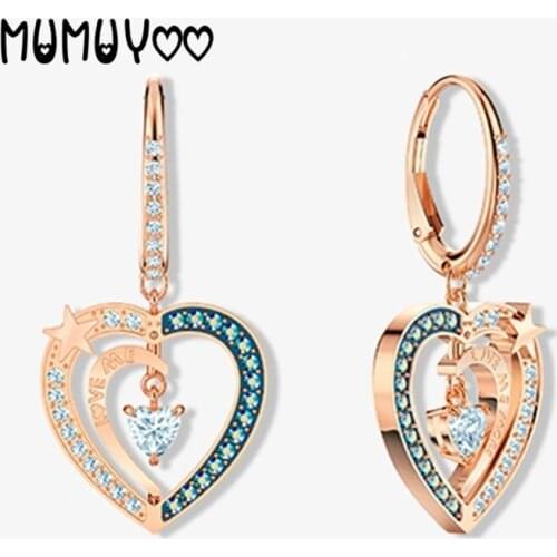 Fashion jewelry 2020 new high quality starry night honey romantic heart-shaped earrings womens hollow two-tone love earrings