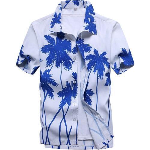 Mens Hawaiian Shirt Male Casual camisa masculina Printed Beach Shirts Short Sleeve 2019 New Free Shipping Asian SizeM-5XL