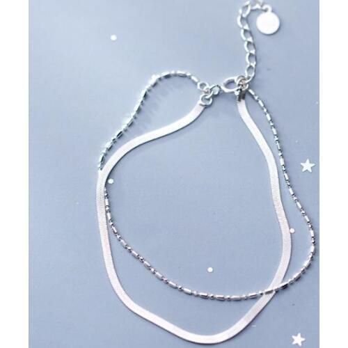 Authentic REAL. 925 Sterling Silver Fine Jewelry Double Rows /Multi-Layers chain Bracelet Gift Women GTLS809