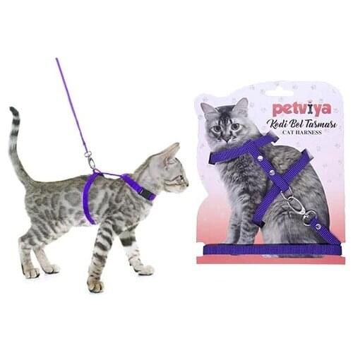 Petviya Adjustable Cat Bust (Waist) Leash PURPLE 328884014