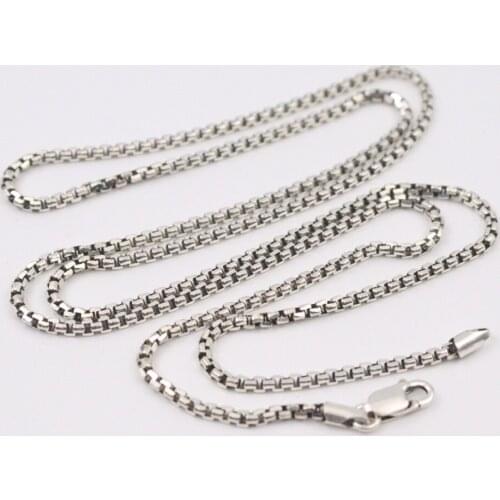 Authentic 925 Sterling Silver 2.5mm Round Box Link Chain Necklace For Men 24" 25.6" 27.6" Available