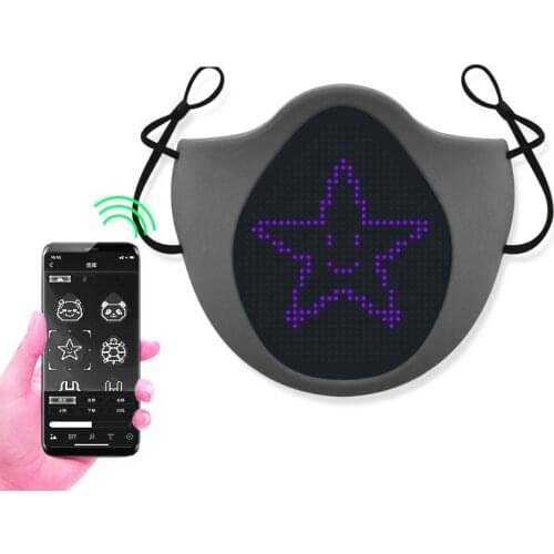 Full-color Bluetooth Led Silicone Face Mask App Control, Built-in Lithium Battery Programmable Panel Music Rhythm Text Animation
