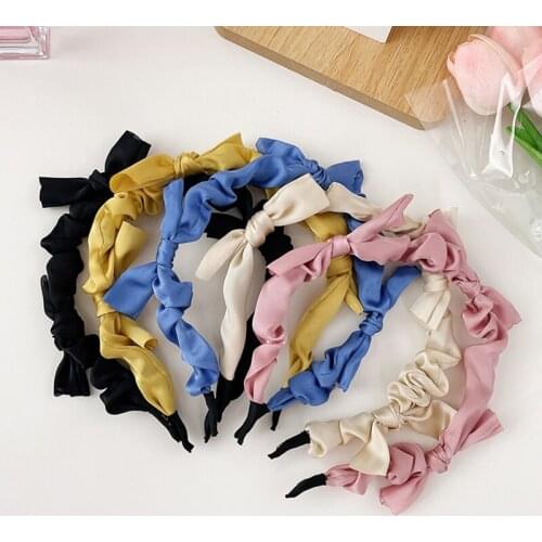 Fashion Satin Bow Sweet Cute Hair Band Solid Color Hair Hoop Headbands Designer Hairband Gentle Hair Accessories For Women Girls