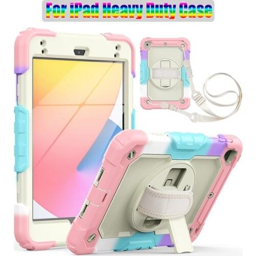 Rainbow Heavy Duty Kids Armor Silicone Case For Mini 5 4 TPU + PC Drop Proof Cover For iPad Air4 10.9 Pro 11 +Screen Protector