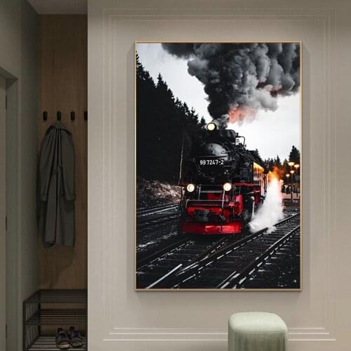 Retro Locomotive Poster Train Picture Posters and Prints Wall Art Canvas Paintings Living Room Decoration Home Decorative Arts