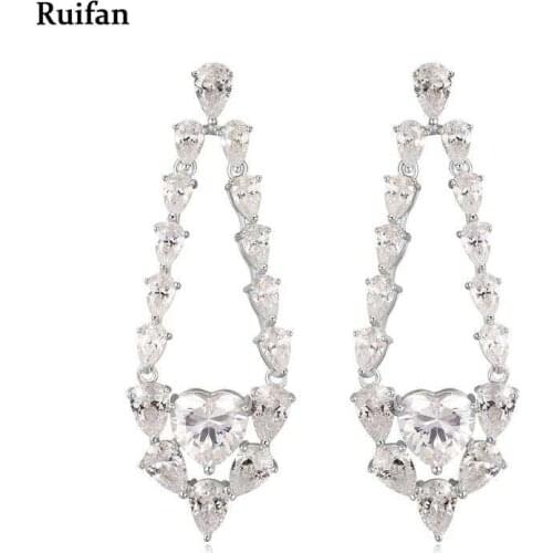 Ruifan Luxury Heart Shape Cubic Zircon Long Drop Earring 925 Sterling Silver Earrings for Women Lady Trendy 2020 Jewelry YEA023
