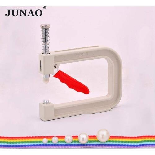 JUNAO 1 Set Manual Pearl Machine Hand Press Tools Rivet Pearl Setting Machine Crafts Tools for DIY Knitting Lace Hat Accessories