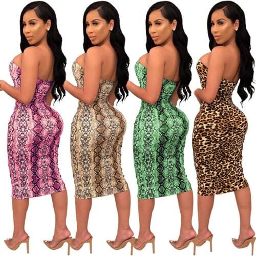 Sexy Leopard Bodycon Backless Dresses Ladies Keyword Printed Wrapped Clothing Dresses For Women Party Hollow Out Dance Wear
