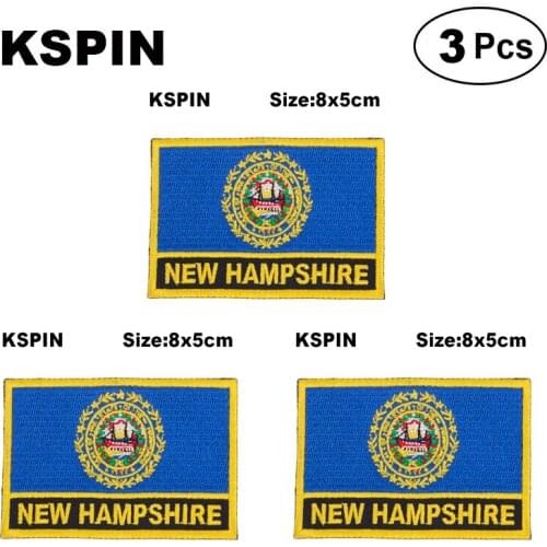 U.S.A New Hampshire Rectangular Shape Flag patches embroidered flag patches national flag patches for clothing DIY Decoration