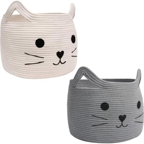 Woven Toy Hamper, Cotton Rope Storage Bin for Baby, Laundry Hamper Organizer for Toys, Clothes, Cute Gifts